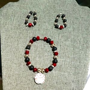 Blood Spattered Rose Bracelet & Earring Set for Halloween